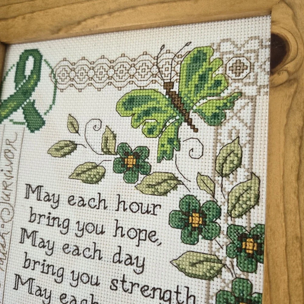 Cross Stitch Framed Breast Cancer Survivor Hope Strength